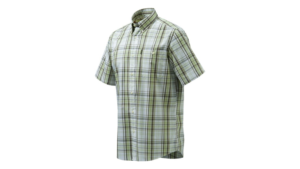Beretta Mens Drip Dry Short Sleeve Shirt, White / Green Check, 2XL LU52007517012XXXL