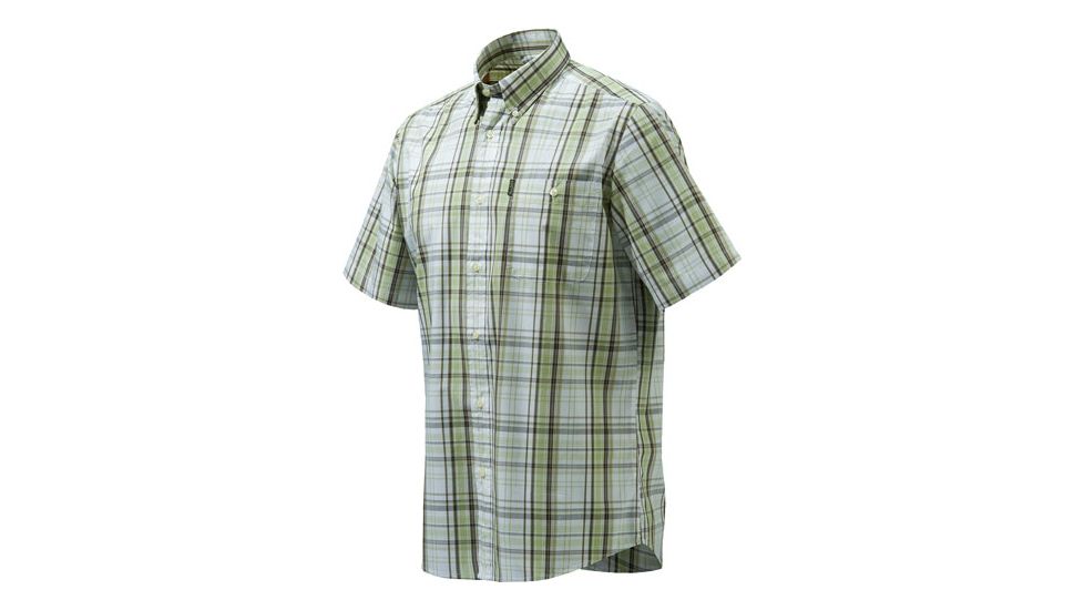 Beretta Mens Drip Dry Short Sleeve Shirt, White / Green Check, Large LU52007517012XL