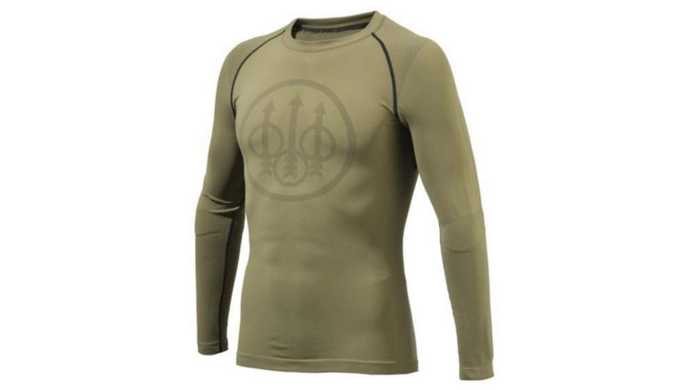 Beretta Mens Warm Long Sleeve T Shirt,Tan,Size 3 IM031072890812III