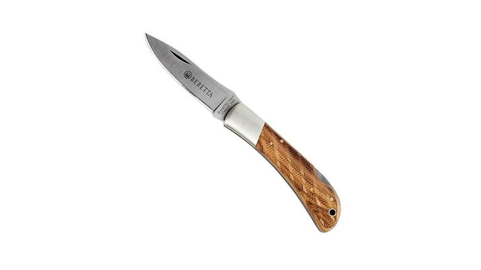 Beretta Multi-Use Hunting Folding Knife, 2.95in, 440 Stainless, Brown Olive Wood Hande, 125/1OLP