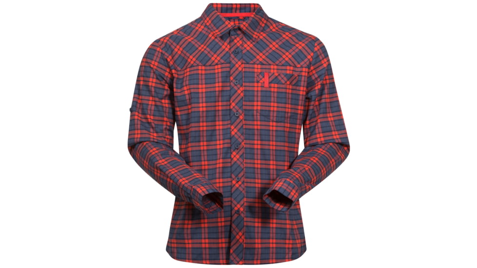 Bergans of Norway Granvin Shirt - Men's-Navy/Bright Red Check-Medium