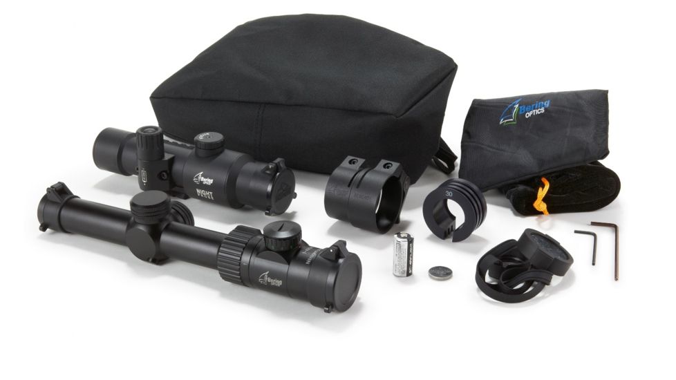 Bering Optics Hi-Res Gen 2+ Night Probe Clip-On Night Vision Attachment combo w/Hunting Series 1-4x24 Telescopic Sight and Clip-on Adaptor, Black, BE26041P