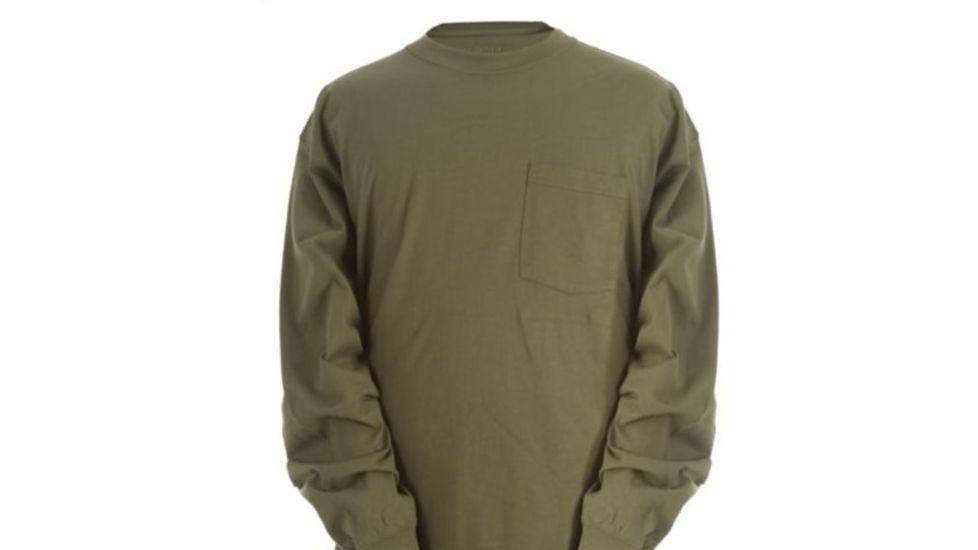 Berne Heavyweight Long Sleeve Pocket Tee - Mens, Light Olive, Extra Large, Regular, 92021153544