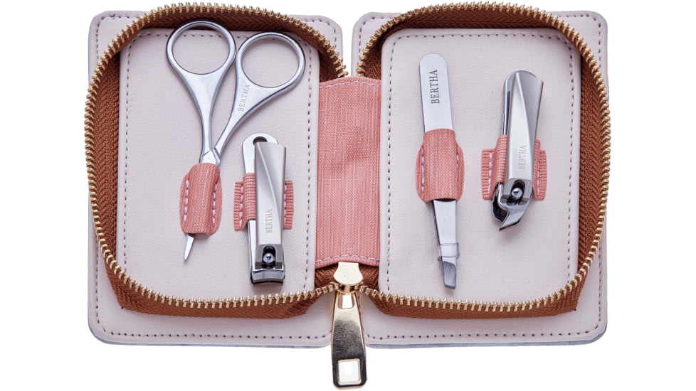 Bertha Avery 4 Piece Surgical Steel Groom Kit, Marble/Pink, One Size, BTHGRMKIT3