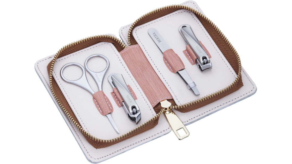 Bertha Avery 4 Piece Surgical Steel Groom Kit, Marble/Pink, One Size, BTHGRMKIT3