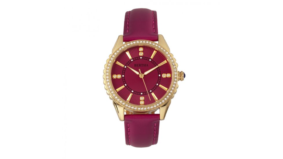 Bertha Clara Leather-Band Watch, Hot Pink, BTHBR8104