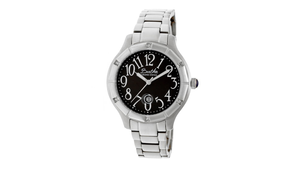 Bertha Jaclyn Classic Collection Ladies Watch, Black Dial, Silver BTHBR4802