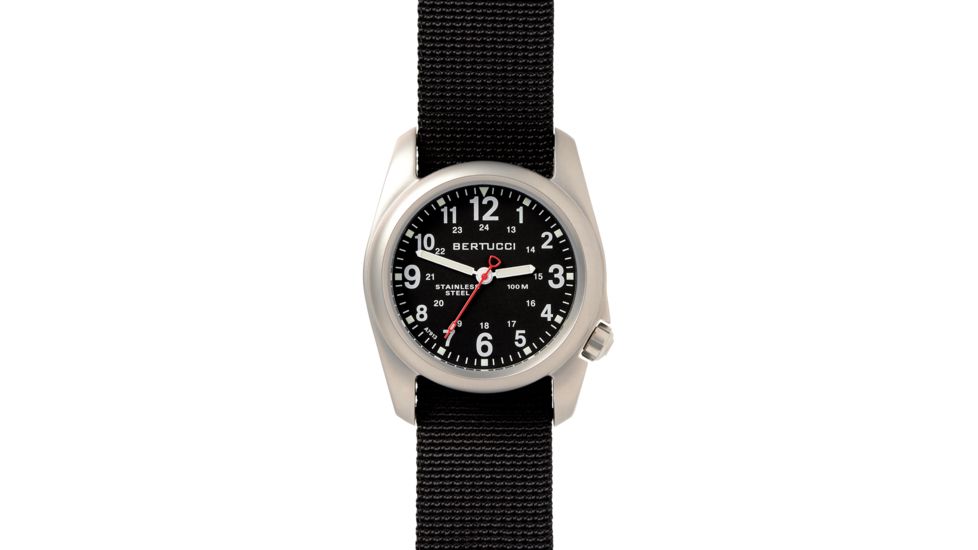 Bertucci Watches A-2S Field Watch with Black dial/Brushed Stainless Case, 40mm 11050