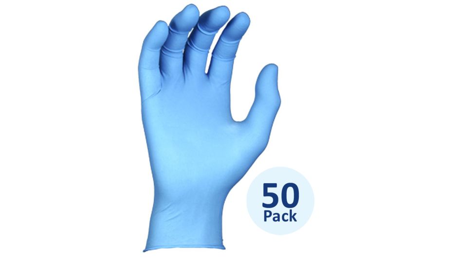 Best Manufacturing N-DEX Ambidextrous Powdered Nitrile Plus Gloves, Disposable, 8 Mil Thickness, 24.1 cm, Large, Blue, 50 Pack, 8005L/ 32891-842