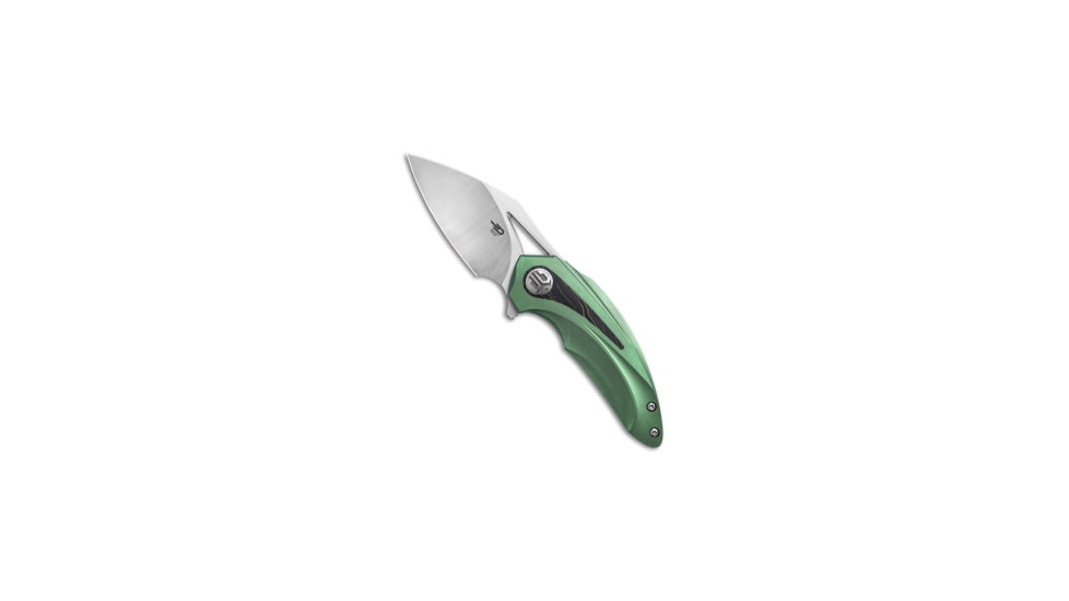 Bestech Knives Bestech Knives Nuke Frame Lock Knife Green Ti/Green G-10 Inlay 2.75" Satin, Green, Bohler M390, adult, BHQ-138743