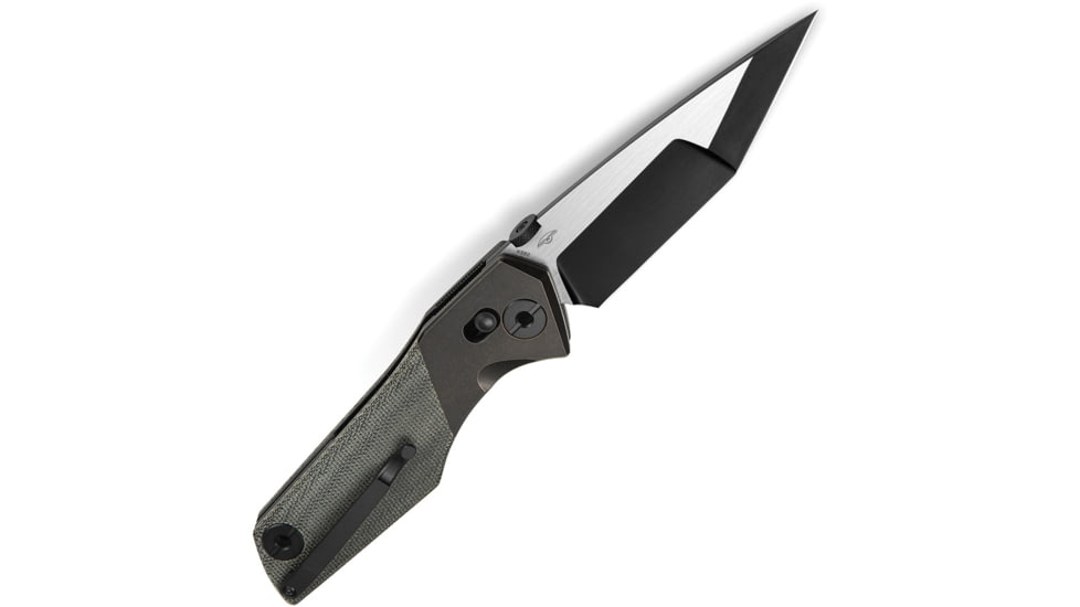 Bestech Knives Cetus Bar Lock Folding Knife, 5in Closed, 4in Bohler M390 Stainless Tanto Blade, Black Canvas Micarta Handle, Black PVD/Satin Blade, Nylon Case, BT2304A