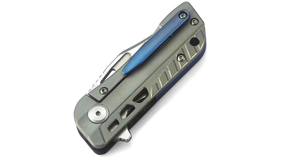 Bestech Knives Engine Bowie Framelock Folding Knife, 2.25in Satin S35Vn SS Clip Point Blade, Carbon Fiber Handle With Gray Titanium Back Handle, Thumb Pull, Pocket Clip, BT1806A