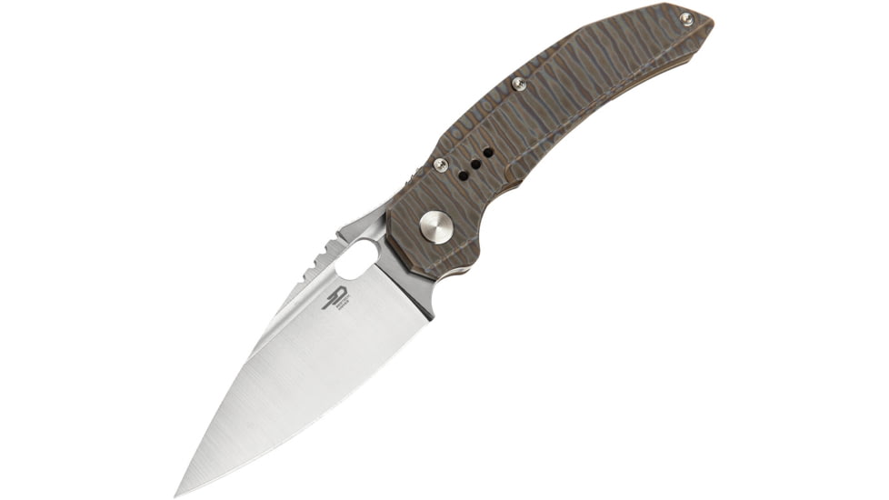 Bestech Knives Exploit Framelock Folding Knife, Tiger striped, Tiger striped anodized titanium handle, BT2005D
