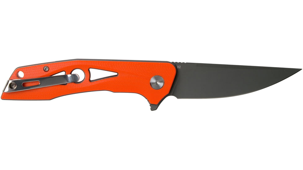 Bestech Knives Eye of Ra Linerlock Orange Folding Knife, 3.38 gray coated D2 tool steel blade, Orange G10 handle, BG23D