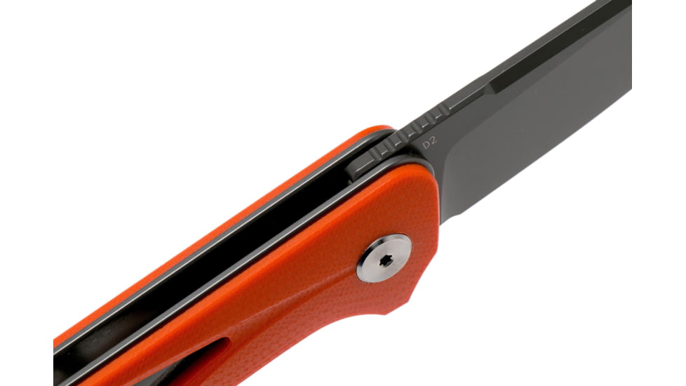 Bestech Knives Eye of Ra Linerlock Orange Folding Knife, 3.38 gray coated D2 tool steel blade, Orange G10 handle, BG23D
