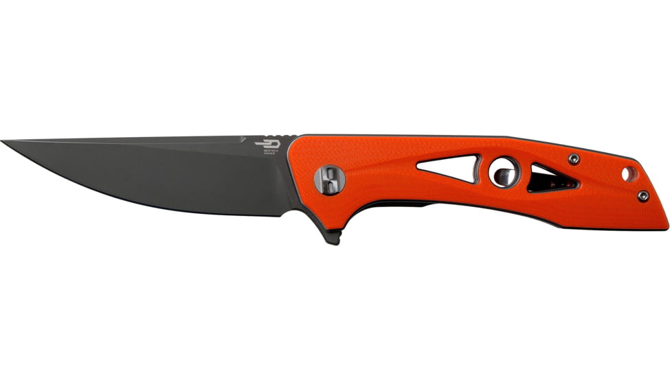 Bestech Knives Eye of Ra Linerlock Orange Folding Knife, 3.38 gray coated D2 tool steel blade, Orange G10 handle, BG23D