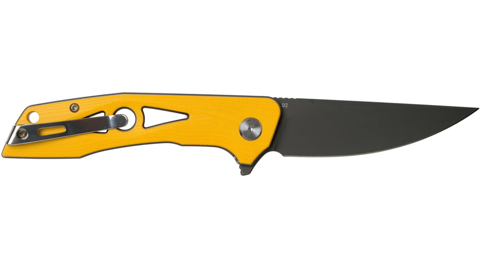 Bestech Knives Eye of Ra Linerlock Yellow Folding Knife, 3.38 gray coated D2 tool steel blade, Yellow G10 handle, BG23C