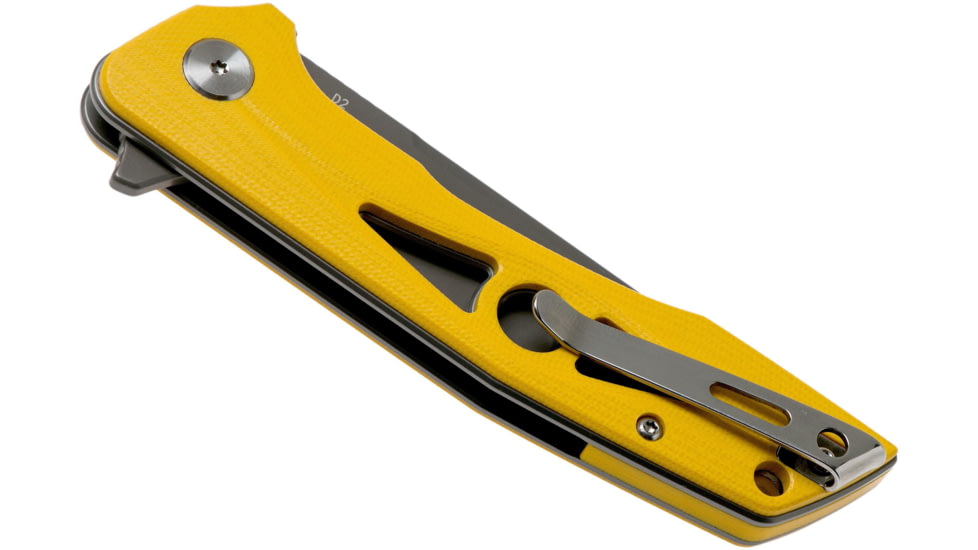 Bestech Knives Eye of Ra Linerlock Yellow Folding Knife, 3.38 gray coated D2 tool steel blade, Yellow G10 handle, BG23C