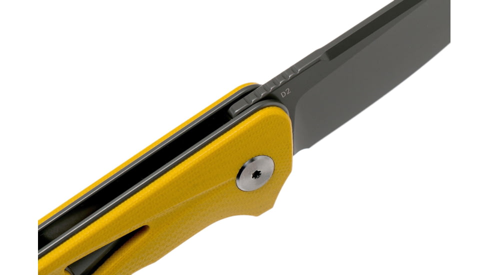 Bestech Knives Eye of Ra Linerlock Yellow Folding Knife, 3.38 gray coated D2 tool steel blade, Yellow G10 handle, BG23C