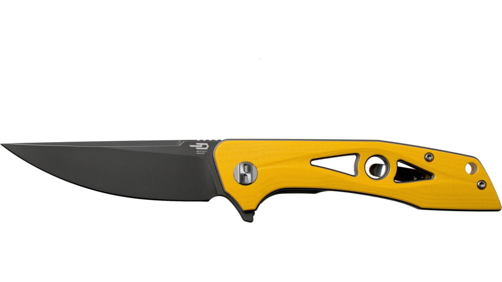Bestech Knives Eye of Ra Linerlock Yellow Folding Knife, 3.38 gray coated D2 tool steel blade, Yellow G10 handle, BG23C