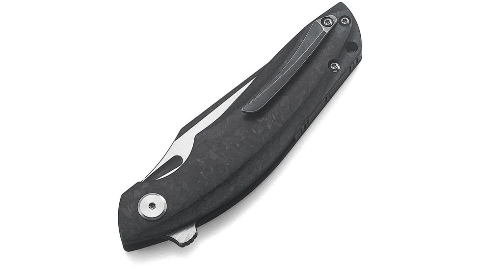 Bestech Knives Ghost Framelock CF Folding Knife, S35Vn Blade With Black Stonewash + Flat Satin, Carbon Fiber Handle, 4.53 Inches Closed Length, Ceramic Ball Bearing, BT1905D