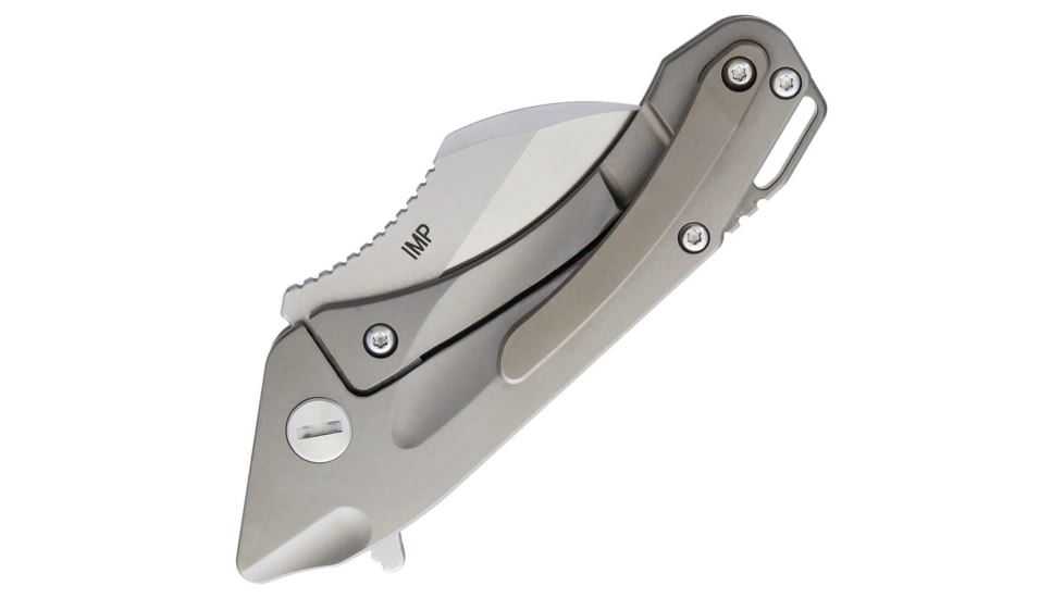 Bestech Knives IMP Tiium Framelock Folding Knife, 1.75in Satin Cpm S35Vn SS Blade, Gray Titanium Handle, Pocket Clip, Black Nylon Zippered Storage Case, Gray, BT1710C