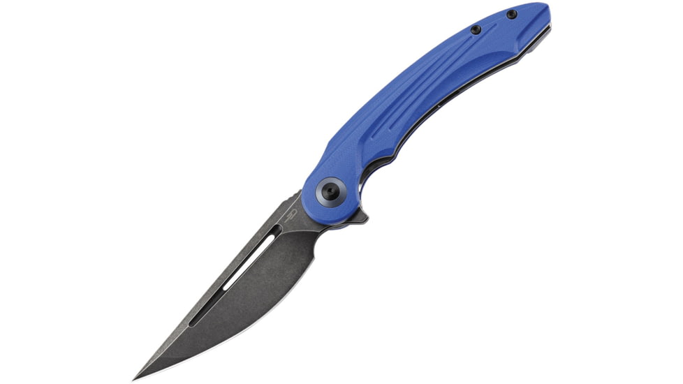 Bestech Knives Irida Linerlock Blue Folding Knife, 3.88 black stonewash finish 154CM stainless blade, Blue G10 handle, BG25C