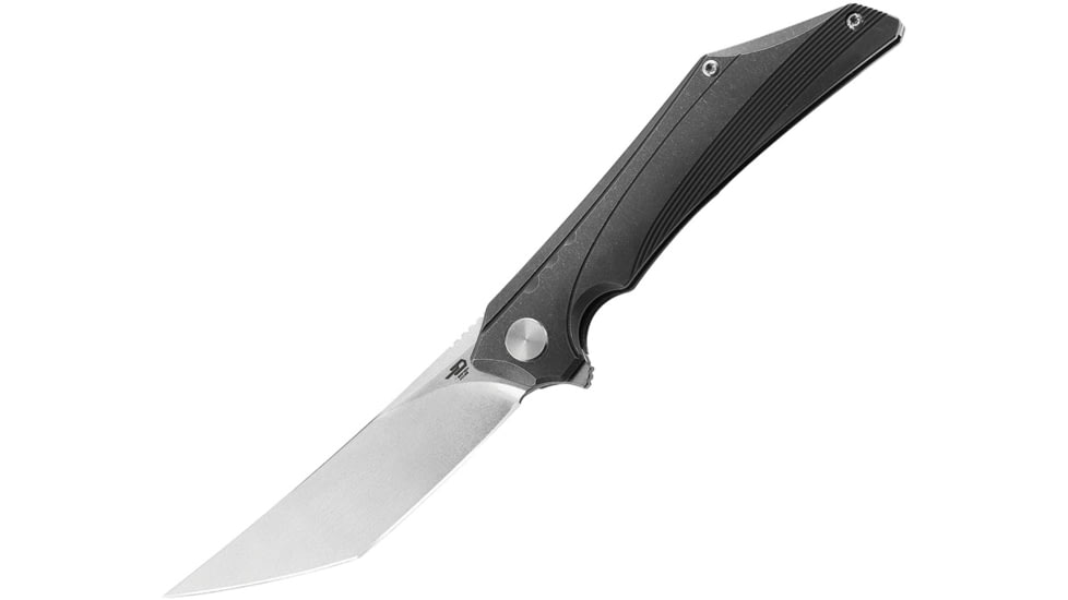 Bestech Knives Kamoza Framelock Gray Folding Knife, 3.63 stonewash finish Bohler M390 stainless tanto, Gray stonewash finish titanium handle, BT1911A
