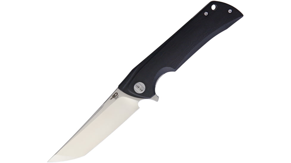 Bestech Knives Paladin Linerlock Black Tanto Folding Knife, 3.63 D2 tool steel tanto stonewash and satin fini, Black G10 handle, BG16A-1