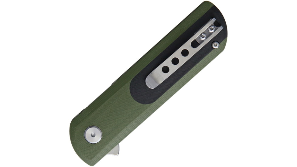Bestech Knives Pebble Linerlock Folding Knife, 3in Stonewash Vg-10 SS Blade, Black/Green G10 Handle, Pocket Clip, Black Nylon Zippered Storage Case, Black/Green, BG07A