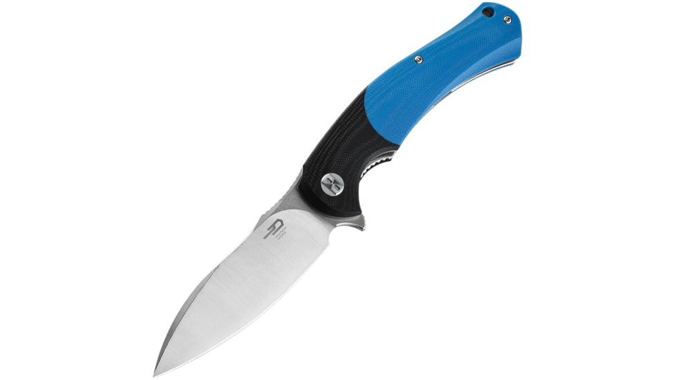 Bestech Knives Penguin Linerlock Folding Knife, Black and blue, Black and blue G10 handle, BG32B
