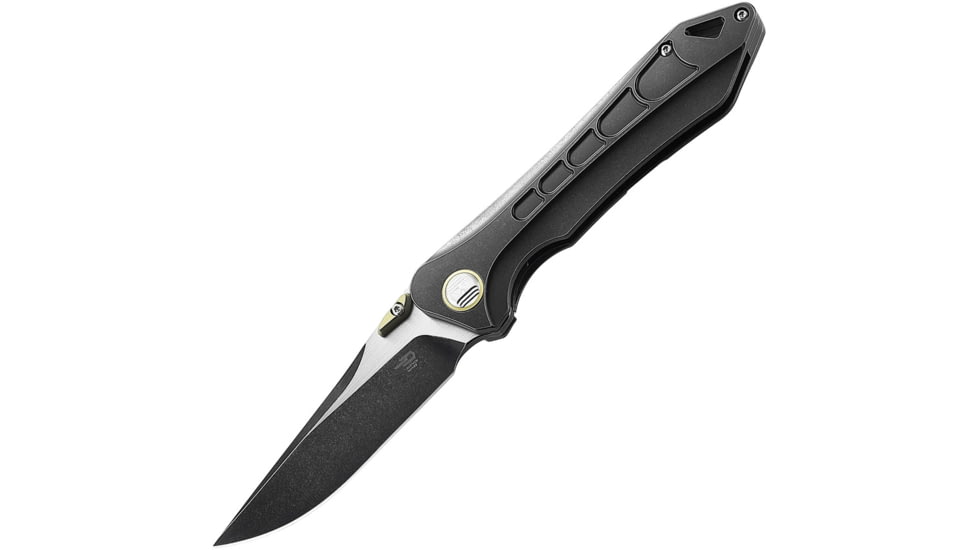 Bestech Knives Supersonic Framelock Black Folding Knife, 3.5 S35VN stainless blade, Black tumbled finish titanium handle, BT1908A
