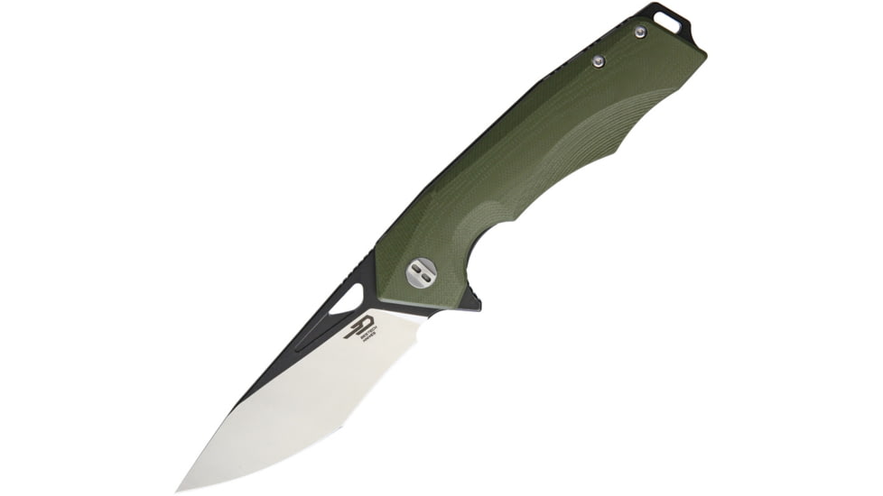 Bestech Knives Toucan Linerlock Folding Knife, 3.5in D2 Tool Steel Blade, Green G10 Handle, Thumb Pull, Pocket Clip, Black/Satin Blade, Green, BG14B-2