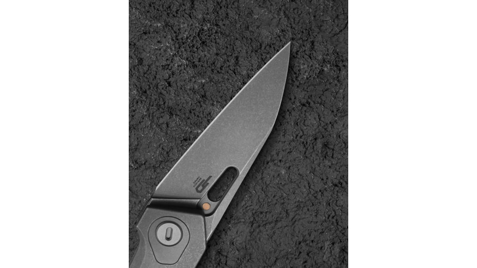 Bestech Knives VK-Void Folding Knife, 4.25in Closed, 2.88in Dark Stonewash Elmax Steel Blade, Dark Stonewash Titanium Handle, Nylon Case, BT2305C