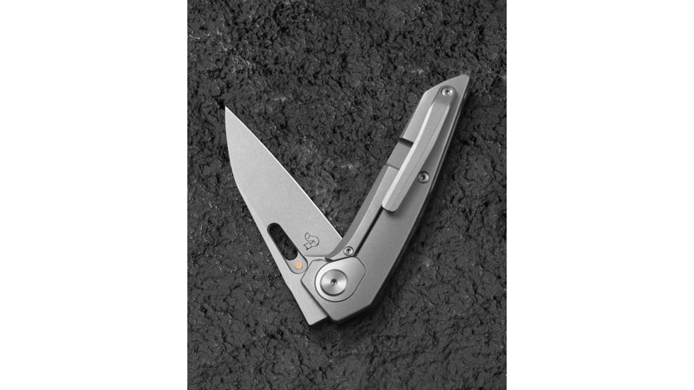 Bestech Knives VK-Void Folding Knife, 4.25in Closed, 2.88in Stonewash Elmax Steel Blade, Carbon Fiber Handle w/ Stonewash Titanium Back Handle, Nylon Case, BT2305B