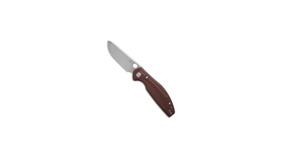 Bestechman Bestechman Angry Owl Button Lock Knife Brown G-10 3.25" Satin/SW BMK12D-1, Brown, D2, adult, BHQ-212853
