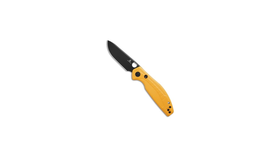 Bestechman Bestechman Angry Owl Button Lock Knife Yellow G-10 3.25" Black PVD BMK12A-2, Yellow, D2, adult, BHQ-212848