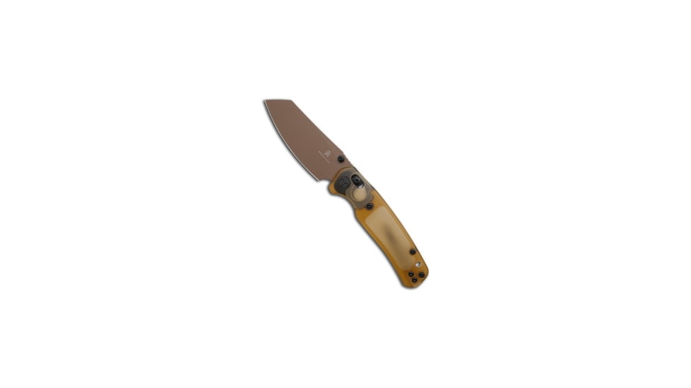Bestechman Bestechman Cicadas Wing Crossbar Lock Knife Amber Ultem 3.15" Gold BMK06D, Gold, 10Cr15MoV, adult, BHQ-203905