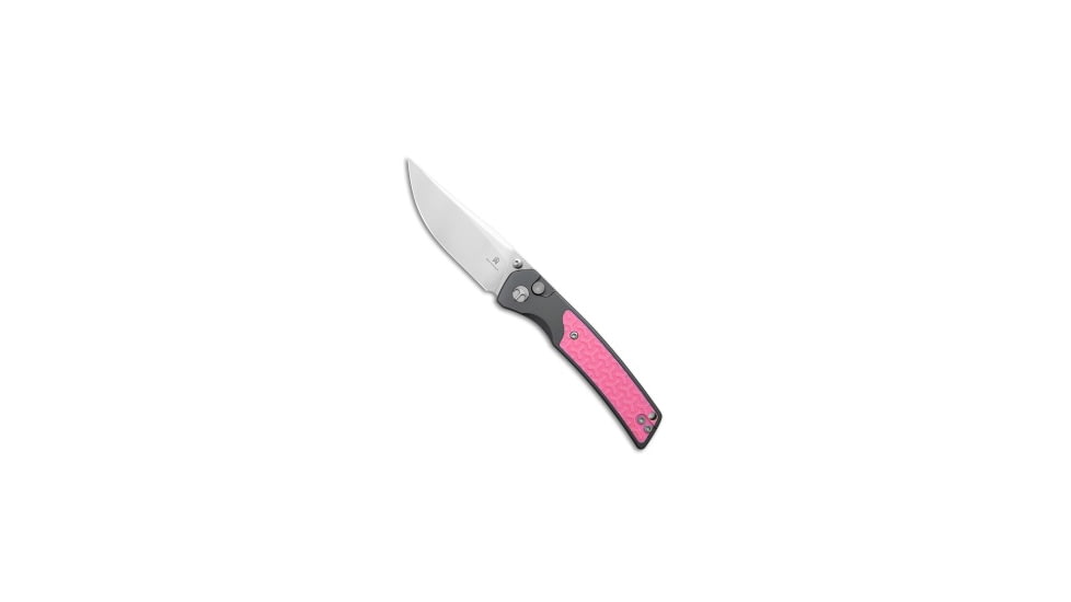Bestechman Bestechman Icebreaker Button Lock Knife Gray Aluminum + Pink G-10 3.2" Satin, Gray/Pink, D2, adult, BHQ-227609