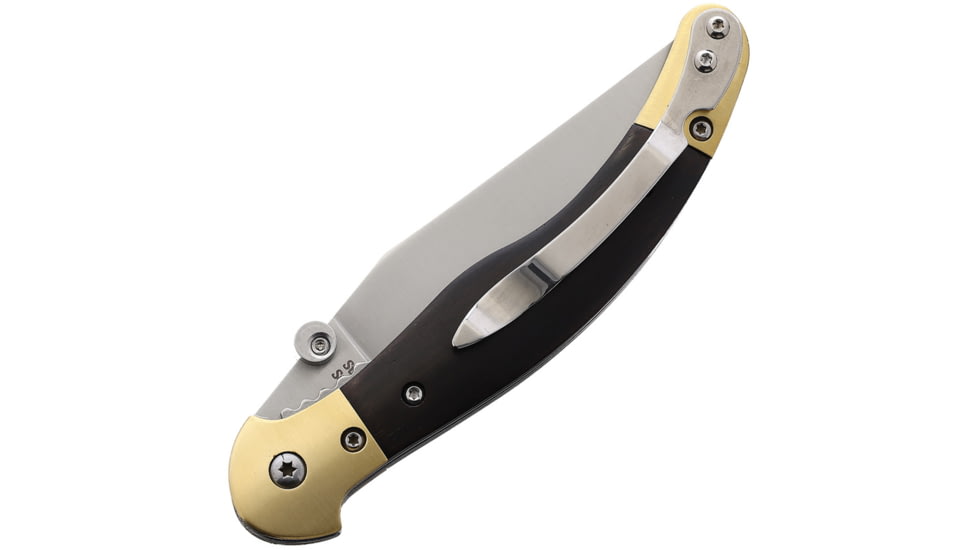 Betyar Brown Wood Fejesgorbe Folding Knife, 4.5in Closed, 3.5in, 440 Stainless Steel, Satin Clip Point Blade, Brown Wood Handle, FGWD-001