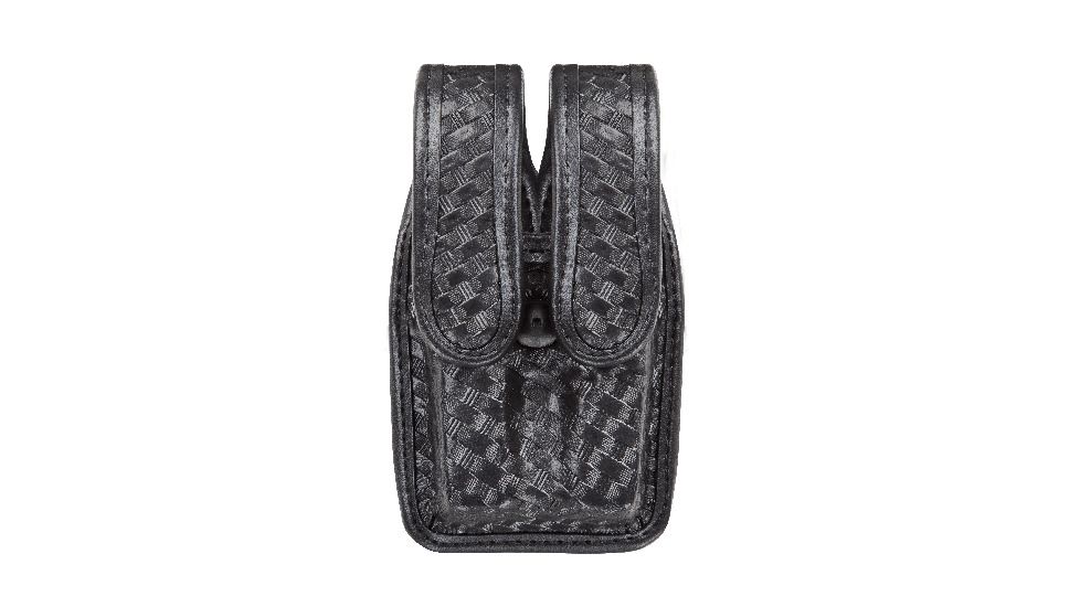 Bianchi 7944 Slimline Double Mag Pouch, Basketweave Black w/ Brass Snap, Fits Glock 20/21 &amp; Similar