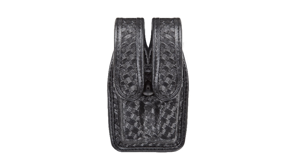 Bianchi 7944 Slimline Double Mag Pouch, Basketweave Black w/ Chrome Snap, Fits Glock 20/21 &amp; Similar