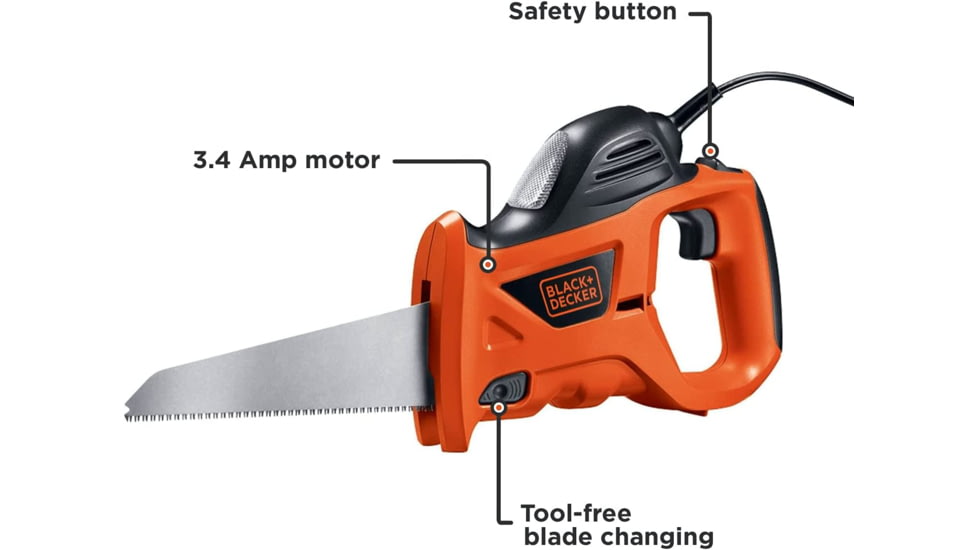 Black &amp; Decker Powered Handsaw with Bag, Orange/Black, PHS550B