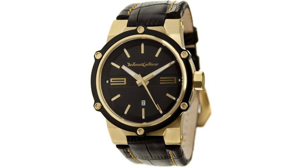 Black Dice Contraband Men's Watch - Gold Case, Black Dial, Black Leather Strap BLABD-052-03