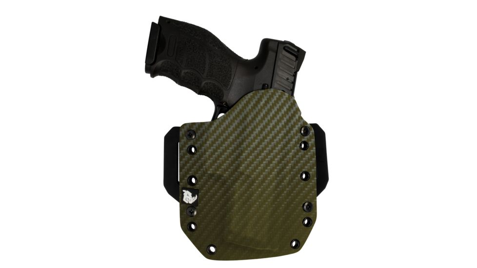Black Rhino Concealment Tac Carry Holster System w/ Light Holster - Smith and Wesson, Model Smith and Wesson M and P 45 Compact, LHded Shooter, Cant 10 Degrees, Carbon Fiber OD Green, 191204792522
