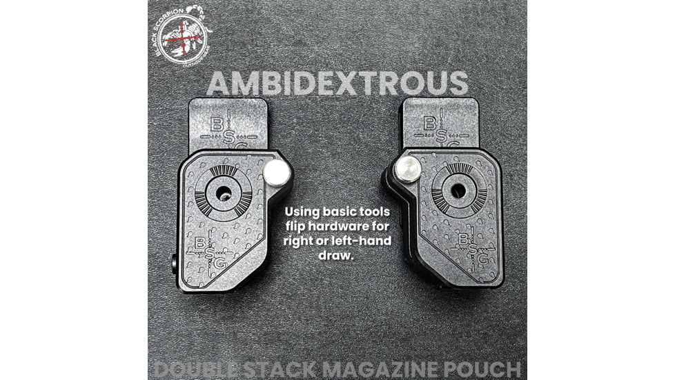 Black Scorpion Outdoor Gear Ambidextrous Double Stack Magazine Pouch w/ Magnet, Ambidextrous, Black, MP08-3333-01BKMG