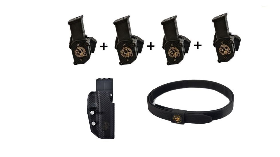 Black Scorpion Outdoor Gear COMBO Grand Master Production USPSA 4 Storm I Pouches, Holster GL34 USPSA, 1 Belt, 2XL, Black, CO06-MP01H04GL34CF-BTXXLBK