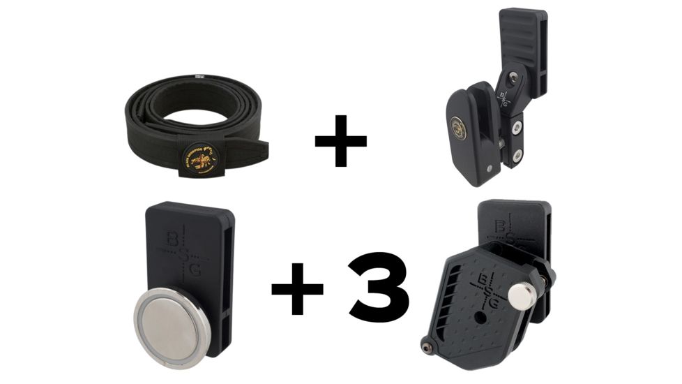 Black Scorpion Outdoor Gear Combo Rig N7 - 1 Competotion Belt Large + 3 Storm Grand Master + 1 Competition Magnetic Pouch + Holster Grand Master 2011, Black CO17-BTLBK-MPGMBK-HO2011BK