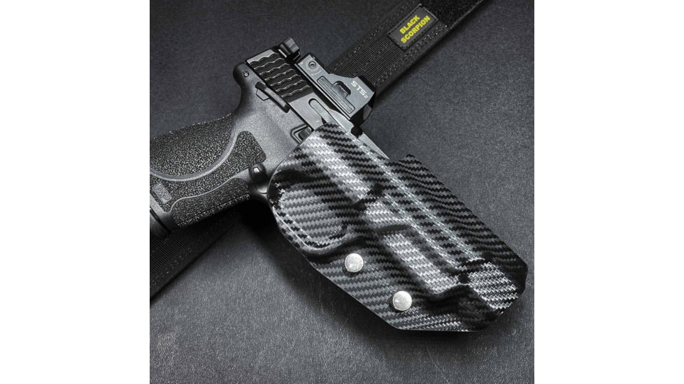 Black Scorpion Outdoor Gear Pro Competition OWB Holster, Glock 19, 23 w/ TLR-7A, Right Hand, Carbon Fiber, HC04-USPSA-GL19TLR7-CFRH