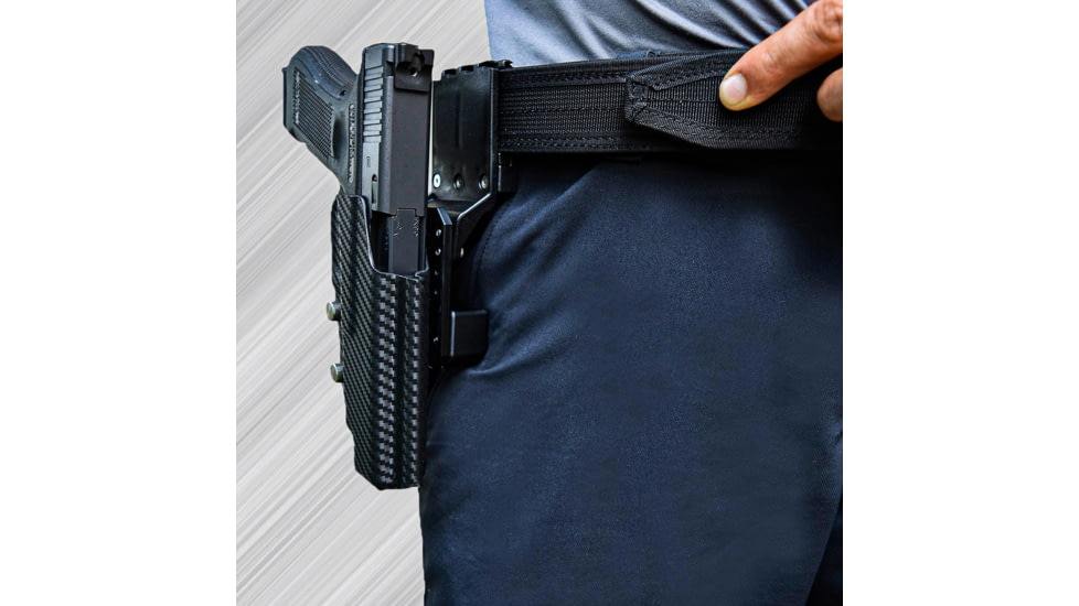 Black Scorpion Outdoor Gear Pro Competition OWB Holster, Glock 19, 23 w/ TLR-7A, Right Hand, Carbon Fiber, HC04-USPSA-GL19TLR7-CFRH